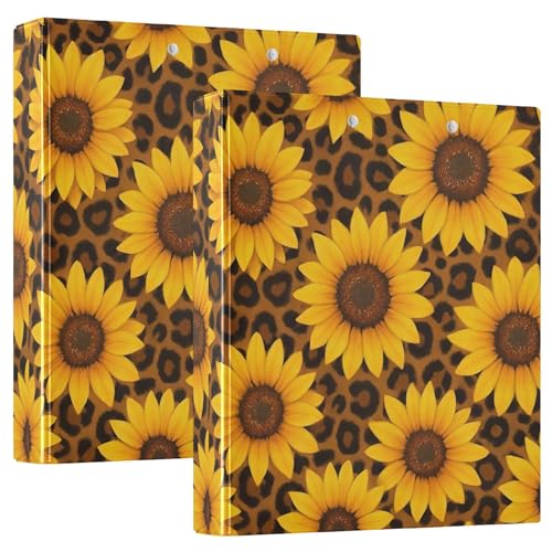 Ringbuch mit 3 Ringen, Motiv: gelbe Sonnenblumen, Braun, Schwarz, Leopardenmuster, 31,5 x 27 x 6 cm, 200 Blatt, niedliches Klemmbrett, Ringplaner, 31,5 x 27 x 6 cm, 1 Stück Ringbuch mit 3 Ringen, Motiv: gelbe Sonnenblumen, Braun, Schwarz, Leopardenmuster, 31,5 x 27 x 6 cm, 200 Blatt, niedliches Klemmbrett, Ringplaner, 31,5 x 27 x 6 cm, 1 Stück von Joitme