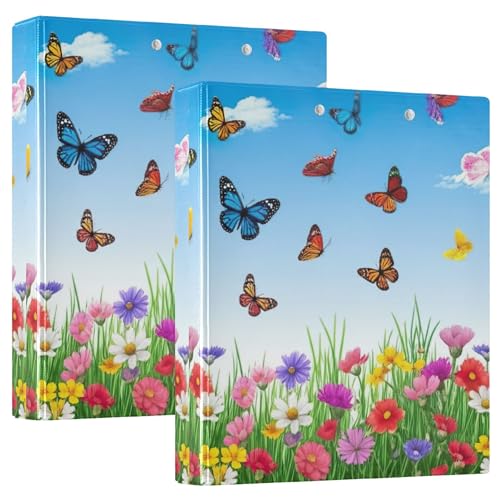 Ringbuch mit 3 Ringen, bunt, Wildblumen-Schmetterling, 3,8 cm, für 200 Blatt, ausgefallene 3-Ringmappen, rund, 31,5 x 27 x 6 cm, 2 Stück Ringbuch mit 3 Ringen, bunt, Wildblumen-Schmetterling, 3,8 cm, für 200 Blatt, ausgefallene 3-Ringmappen, rund, 31,5 x 27 x 6 cm, 2 Stück von Joitme