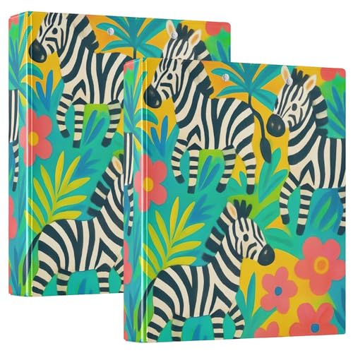 Ringbuch mit drei Ringen, abstraktes Zebras, tropisches Blattwerk, 3,8 cm, für 200 Blatt, gemustertes Klemmbrett, runder Ringbuch, 31,5 x 27 x 6 cm, 2 Stück Ringbuch mit drei Ringen, abstraktes Zebras, tropisches Blattwerk, 3,8 cm, für 200 Blatt, gemustertes Klemmbrett, runder Ringbuch, 31,5 x 27 x 6 cm, 2 Stück von Joitme
