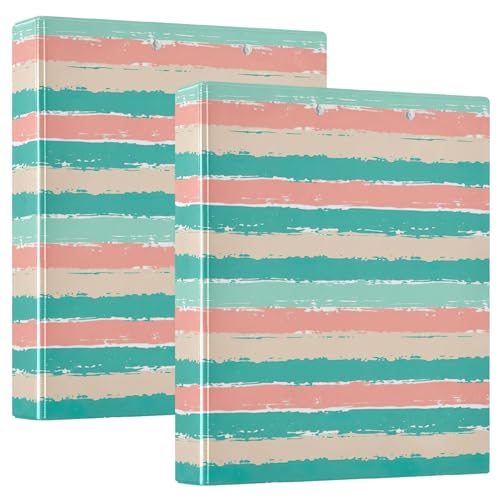 Ringbuch mit horizontalen Streifen, Pastellfarben, 3,8 cm, für 200 Blatt, niedlicher Druck, Klemmbrett, runder Ringplaner, 31,5 x 27 x 6 cm, 1 Packung von Joitme