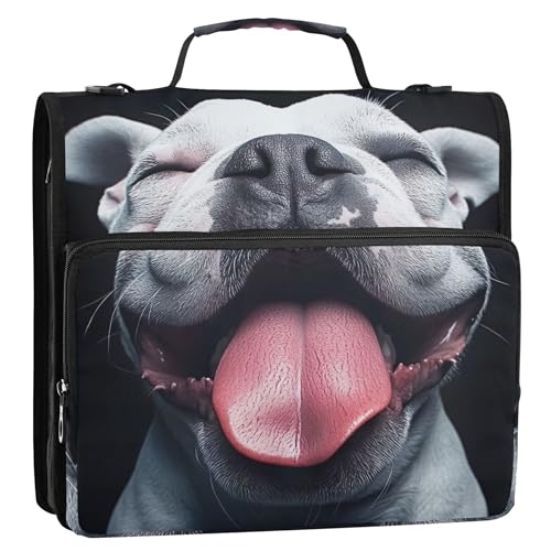 Ringbuch mit niedlichem Bulldoggen-Motiv, 3,8 cm, D-Ringbuch, Reißverschluss, Organizer, Schulmappe mit Schultergurt, Portfolio und Etui, Ringordnerhalter Ringbuch mit niedlichem Bulldoggen-Motiv, 3,8 cm, D-Ringbuch, Reißverschluss, Organizer, Schulmappe mit Schultergurt, Portfolio und Etui, Ringordnerhalter von Joitme