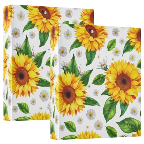 Ringordner im Aquarell-Stil, Sonnenblumen, 3,8 cm, für 200 Blatt, niedliche Notizbuchordner, runder Ringbuch, 31,5 x 27 x 6 cm, 1 Packung Ringordner im Aquarell-Stil, Sonnenblumen, 3,8 cm, für 200 Blatt, niedliche Notizbuchordner, runder Ringbuch, 31,5 x 27 x 6 cm, 1 Packung von Joitme