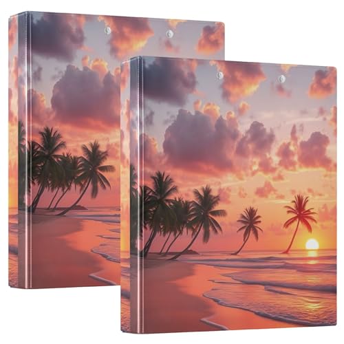 Ringordner mit 3 Ringen, Motiv: tropischer Strand, Sonnenuntergang, 3,8 cm, 200 Blatt, ästhetische Ordner, Portfolio, runder Ringbuch, Büroordner, 31,5 x 27 x 6 cm, 1 Stück Ringordner mit 3 Ringen, Motiv: tropischer Strand, Sonnenuntergang, 3,8 cm, 200 Blatt, ästhetische Ordner, Portfolio, runder Ringbuch, Büroordner, 31,5 x 27 x 6 cm, 1 Stück von Joitme