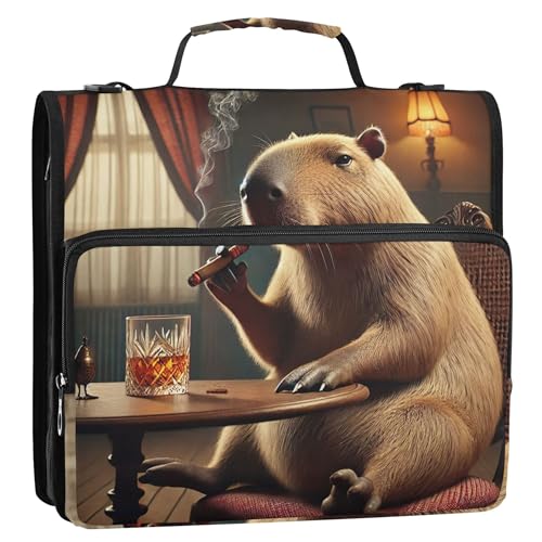 Ringordner mit Blumenmuster, 3 Ringbücher, 3,8 cm, D-Ring, niedliches Capybara, Whiskey, Lounge, Aufbewahrung, Portfolio-Etui mit Griff, Ordner mit Gurt, Mittelschultasche Ringordner mit Blumenmuster, 3 Ringbücher, 3,8 cm, D-Ring, niedliches Capybara, Whiskey, Lounge, Aufbewahrung, Portfolio-Etui mit Griff, Ordner mit Gurt, Mittelschultasche von Joitme