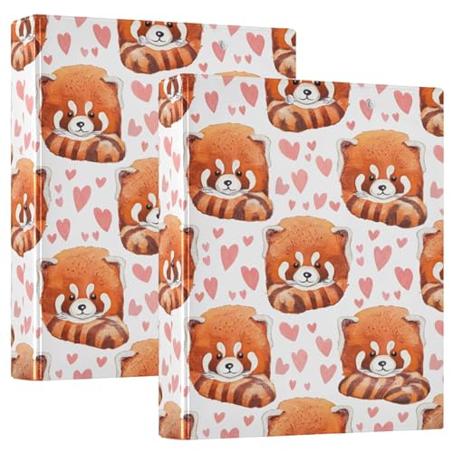 Ringordner mit niedlichem Panda-Herz, 3,8 cm, für 200 Blatt, lustiges Klemmbrett, runder Ringbuch, 31,5 x 27 x 6 cm, 2 Stück von Joitme