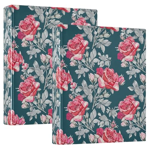 Ringordner mit rosa Rosen, grauem Blätter, 3,8 cm, 3 Ringordner, für 200 Blatt, Portfolio, niedlich, rund, 31,5 x 27 x 6 cm, 2 Stück Ringordner mit rosa Rosen, grauem Blätter, 3,8 cm, 3 Ringordner, für 200 Blatt, Portfolio, niedlich, rund, 31,5 x 27 x 6 cm, 2 Stück von Joitme