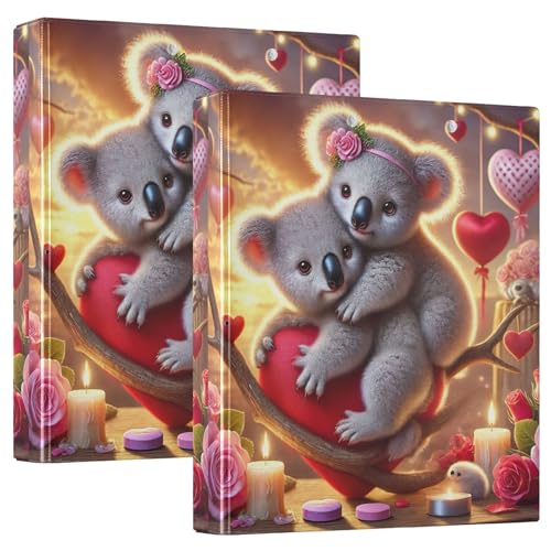 Romantische Koalas-Ringbücher mit 3 Ringen, 3,8 cm, für 200 Blatt, Portfolio, runder Ringplaner, 31,5 x 27 x 6 cm, 2 Stück Romantische Koalas-Ringbücher mit 3 Ringen, 3,8 cm, für 200 Blatt, Portfolio, runder Ringplaner, 31,5 x 27 x 6 cm, 2 Stück von Joitme