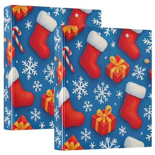 Roter Weihnachtsstrumpf, Schneeflocke, 3,8 cm, 3 Ringbücher für 200 Blatt, niedlicher Portfolio-Ring, runder Ring, Playbill Ordner, 31,5 x 27 x 6 cm, 2 Stück Roter Weihnachtsstrumpf, Schneeflocke, 3,8 cm, 3 Ringbücher für 200 Blatt, niedlicher Portfolio-Ring, runder Ring, Playbill Ordner, 31,5 x 27 x 6 cm, 2 Stück von Joitme