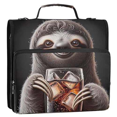 Schüler-Organizer mit Reißverschluss, 3,8 cm, 3 Ringbücher, D-Ring, Chill, Grau, Faultier, Soda, Aufbewahrung, Portfolio-Etui mit Griff, Ordner mit Gurt, Mittelschultasche Schüler-Organizer mit Reißverschluss, 3,8 cm, 3 Ringbücher, D-Ring, Chill, Grau, Faultier, Soda, Aufbewahrung, Portfolio-Etui mit Griff, Ordner mit Gurt, Mittelschultasche von Joitme