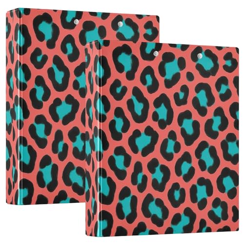 Schwarz Türkis Leopard Druck 3 Ringe 3 Ordner 1,5 Zoll Platz für 200 Blatt Cartoon Mappe Notizbuch Rundring, Präsentationsordner, 31,5 x 27 x 6 cm, 2 Stück Schwarz Türkis Leopard Druck 3 Ringe 3 Ordner 1,5 Zoll Platz für 200 Blatt Cartoon Mappe Notizbuch Rundring, Präsentationsordner, 31,5 x 27 x 6 cm, 2 Stück von Joitme