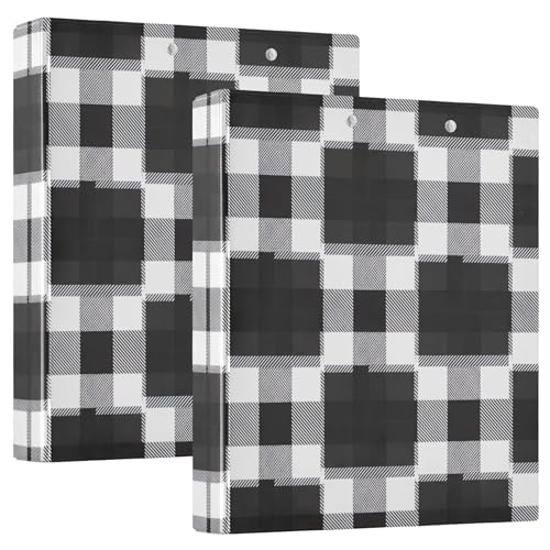 Schwarz-weiß karierte Streifen, 3,8 cm, 3-Ringbücher für 200 Blatt, niedliches Klemmbrett, runder Ringbuch, 31,5 x 27 x 6 cm, 2 Stück Schwarz-weiß karierte Streifen, 3,8 cm, 3-Ringbücher für 200 Blatt, niedliches Klemmbrett, runder Ringbuch, 31,5 x 27 x 6 cm, 2 Stück von Joitme