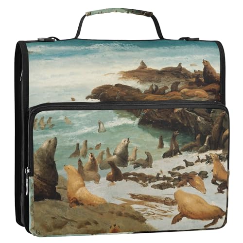 Seal Rocks Farallons Albert Bierstadt Reißverschluss-Ordner, 3 Ringordner, 3,8 cm, D-Ringordner mit Gurt, Mittelschultasche, Portfolio und Etui, Ringordnerhalter Seal Rocks Farallons Albert Bierstadt Reißverschluss-Ordner, 3 Ringordner, 3,8 cm, D-Ringordner mit Gurt, Mittelschultasche, Portfolio und Etui, Ringordnerhalter von Joitme
