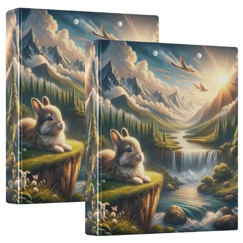 Serene Bunny Waterfall Valley 3 Ringbücher für 200 Blatt, langlebige Portfolio-Ordner, runder Ringplaner, 31,5 x 27 x 6 cm, 2 Stück Serene Bunny Waterfall Valley 3 Ringbücher für 200 Blatt, langlebige Portfolio-Ordner, runder Ringplaner, 31,5 x 27 x 6 cm, 2 Stück von Joitme