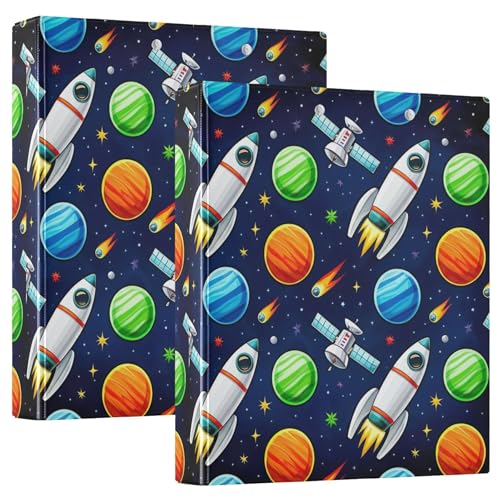 Space Planets 3,8 cm 3-Ringordner für 200 Blatt, flippige Notizbuchordner, runder Ringplaner, 31,5 x 27 x 6 cm, 2 Stück Space Planets 3,8 cm 3-Ringordner für 200 Blatt, flippige Notizbuchordner, runder Ringplaner, 31,5 x 27 x 6 cm, 2 Stück von Joitme