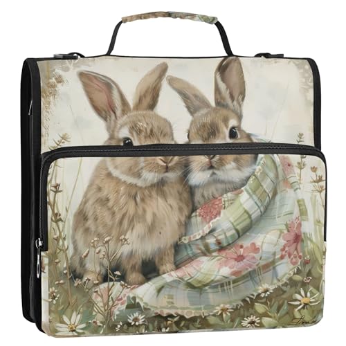 Spring Bunnies Artwork 3-Ring-Ordner, 3,8 cm, D-Ring-Reißverschluss, Ordner, Schulordner, Tasche mit Schultergurt, Aufbewahrungsmappe mit Griff Spring Bunnies Artwork 3-Ring-Ordner, 3,8 cm, D-Ring-Reißverschluss, Ordner, Schulordner, Tasche mit Schultergurt, Aufbewahrungsmappe mit Griff von Joitme
