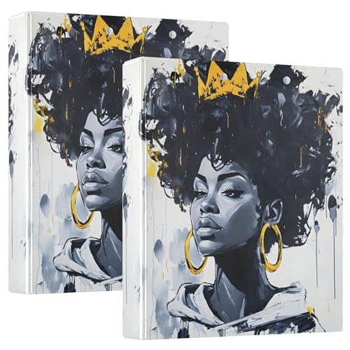 Stilvolle Afro-Frauen-Diadem, 3,8 cm, 3 Ringe, 200 Blatt, niedliche Portfolio-Mappen, Blumenmuster, runder Ring, robuster Ordner, 31,5 x 27 x 6 cm, 1 Stück Stilvolle Afro-Frauen-Diadem, 3,8 cm, 3 Ringe, 200 Blatt, niedliche Portfolio-Mappen, Blumenmuster, runder Ring, robuster Ordner, 31,5 x 27 x 6 cm, 1 Stück von Joitme