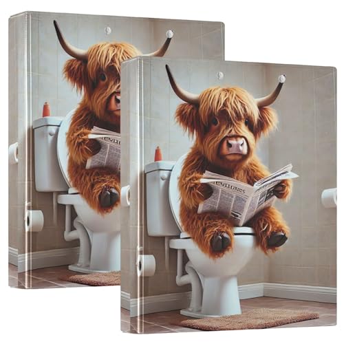 Süßes Hochlandrind-WC-Druck, 3,8 cm, 3-Ringbücher für 200 Blatt, niedlicher Portfolio-Ring, runder Ring-Ring, Präsentationsbuch, 31,5 x 27 x 6 cm, 2 Stück Süßes Hochlandrind-WC-Druck, 3,8 cm, 3-Ringbücher für 200 Blatt, niedlicher Portfolio-Ring, runder Ring-Ring, Präsentationsbuch, 31,5 x 27 x 6 cm, 2 Stück von Joitme