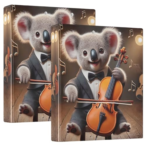 Süßes Koala Cello-Serenade 3-Ringbuch, 3,8 cm, für 200 Blatt, niedliche Ordner, Portfolio, rund, Ringbuch, 31,5 x 27 x 6 cm, 1 Packung Süßes Koala Cello-Serenade 3-Ringbuch, 3,8 cm, für 200 Blatt, niedliche Ordner, Portfolio, rund, Ringbuch, 31,5 x 27 x 6 cm, 1 Packung von Joitme