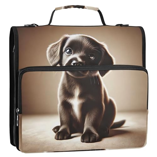 Sweet Black Puppy Unschuldige Augen, 3,8 cm, 3-Ring-Ordner, D-Ringbuch, Reißverschluss, Organizer, Tasche mit Gurt für Schule, Dokumente, mehrere Taschen, große Portfolio-Mappe Sweet Black Puppy Unschuldige Augen, 3,8 cm, 3-Ring-Ordner, D-Ringbuch, Reißverschluss, Organizer, Tasche mit Gurt für Schule, Dokumente, mehrere Taschen, große Portfolio-Mappe von Joitme