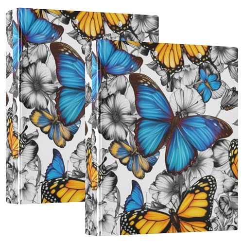 Vibrant Butterflys Blue 3-Ringordner, 3,8 cm, für 200 Blatt, niedliche Notizbuchordner, runder Ring, Spielrechnungsordner, 31,5 x 27 x 6 cm, 1 Packung Vibrant Butterflys Blue 3-Ringordner, 3,8 cm, für 200 Blatt, niedliche Notizbuchordner, runder Ring, Spielrechnungsordner, 31,5 x 27 x 6 cm, 1 Packung von Joitme