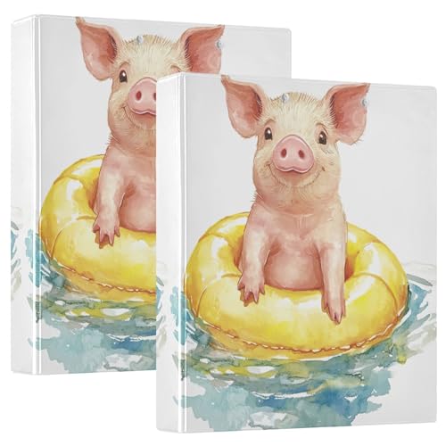 Watercolor Pig Swim Pool 3-Ringbuch, 3,8 cm, für 200 Blatt, niedliche Portfolio-Mappen, Blumenmuster, runder Ringplaner, 31,5 x 27 x 6 cm, 1 Packung Watercolor Pig Swim Pool 3-Ringbuch, 3,8 cm, für 200 Blatt, niedliche Portfolio-Mappen, Blumenmuster, runder Ringplaner, 31,5 x 27 x 6 cm, 1 Packung von Joitme