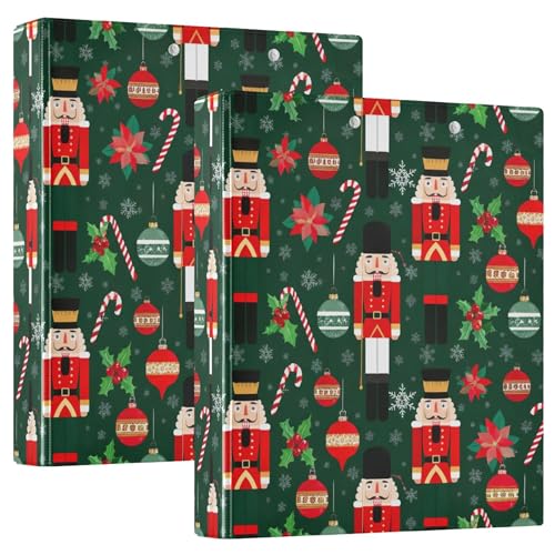 Weihnachtlicher Nussknacker-Ordner mit 3 Ringen, 3,8 cm, für 200 Blatt, Tier-Blumen-Portfolio-Mappen, runder Ringordner, 31,5 x 27 x 6 cm, 2 Stück Weihnachtlicher Nussknacker-Ordner mit 3 Ringen, 3,8 cm, für 200 Blatt, Tier-Blumen-Portfolio-Mappen, runder Ringordner, 31,5 x 27 x 6 cm, 2 Stück von Joitme