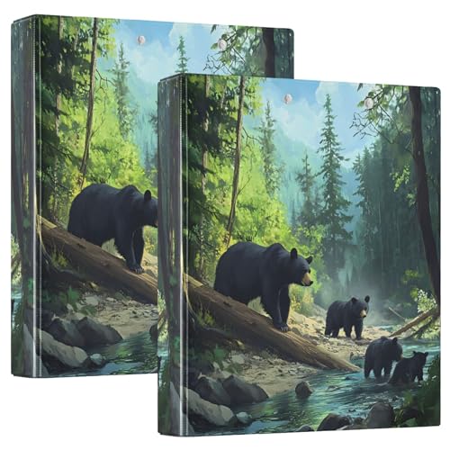 Wild Bear Family Forest Bachordner, 3,8 cm, 3 Ringe für 200 Blatt, niedliches Klemmbrett, Blumenmuster, runder Ringbuch, 31,5 x 27 x 6 cm, 1 Stück Wild Bear Family Forest Bachordner, 3,8 cm, 3 Ringe für 200 Blatt, niedliches Klemmbrett, Blumenmuster, runder Ringbuch, 31,5 x 27 x 6 cm, 1 Stück von Joitme