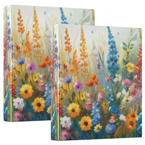 Wildflower Meadow 3-Ring-Ordner mit 3 Ringen, 3,8 cm, für 200 Blatt, Designer-Klemmbrett, runder Ringbuch, 31,5 x 27 x 6 cm, 2 Stück Wildflower Meadow 3-Ring-Ordner mit 3 Ringen, 3,8 cm, für 200 Blatt, Designer-Klemmbrett, runder Ringbuch, 31,5 x 27 x 6 cm, 2 Stück von Joitme