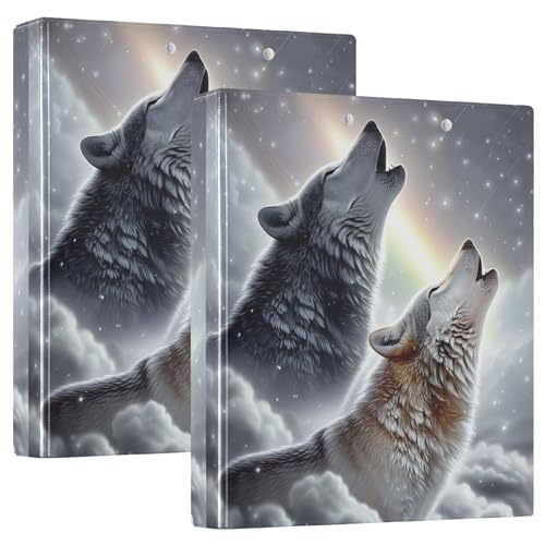 Wolves Snow Winter 3-Ringordner für 200 Blatt, niedliche Notizbuchordner, runder Ringbuch, 31,5 x 27 x 6 cm, 2 Stück Wolves Snow Winter 3-Ringordner für 200 Blatt, niedliche Notizbuchordner, runder Ringbuch, 31,5 x 27 x 6 cm, 2 Stück von Joitme