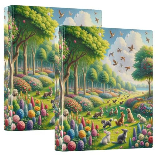 Woodland Animal Green Flower 3-Ringordner, 3,8 cm, für 200 Blatt, niedliche Portfolio-Ordner, Blumenmuster, rund, 31,5 x 27 x 6 cm, 1 Stück Woodland Animal Green Flower 3-Ringordner, 3,8 cm, für 200 Blatt, niedliche Portfolio-Ordner, Blumenmuster, rund, 31,5 x 27 x 6 cm, 1 Stück von Joitme