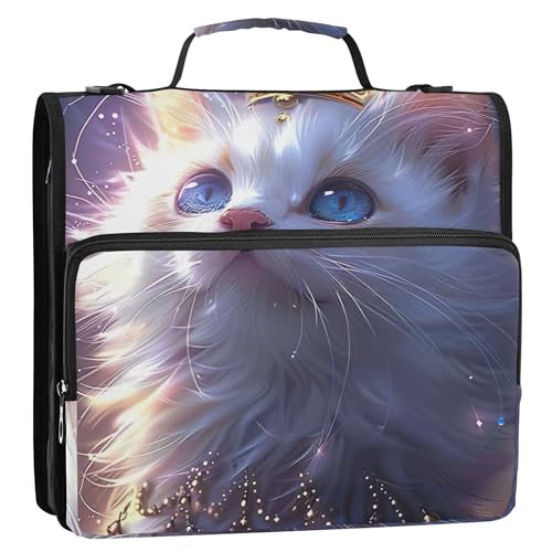 Work 3,8 cm 3-Ringordner, strapazierfähig, weißes Kätzchen, niedliche Katze, Reißverschluss, Organizer, Portfolio und Etui, Ringordner, Halter, Ordner mit Schultergurt, für die Schule Work 3,8 cm 3-Ringordner, strapazierfähig, weißes Kätzchen, niedliche Katze, Reißverschluss, Organizer, Portfolio und Etui, Ringordner, Halter, Ordner mit Schultergurt, für die Schule von Joitme