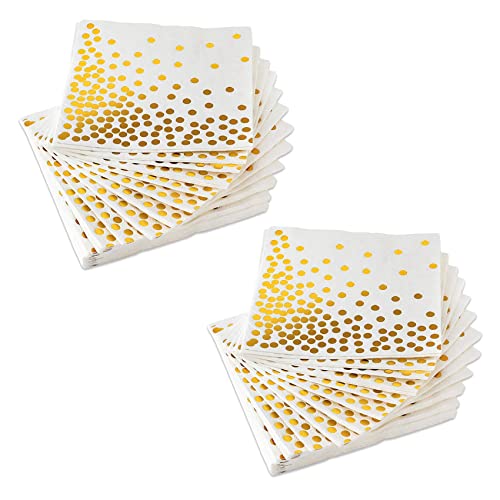 Jojomino -Servietten mit goldenen Punkten (100 Stück) 3-lagige Papierservietten mit Goldfolie, Punkte, perfekt für Geburtstagsparty von Jojomino