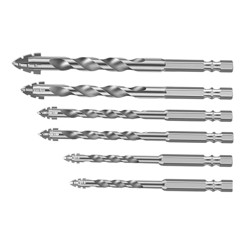 4-teiliges Exzenterbohrer-Set, vierkantig gezahnt, Hartmetalllegierung, Sechskantschaft für Holz, Zement, Glas, Keramik, Fliesen, Beton, 6 Stück von Jojomis