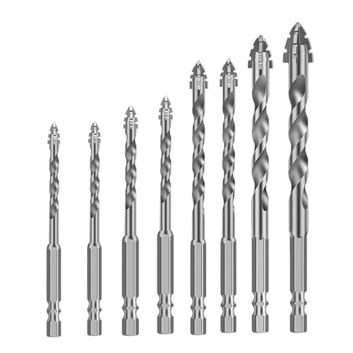 4-teiliges Exzenterbohrer-Set, vierkantig gezahnt, Hartmetalllegierung, Sechskantschaft für Holz, Zement, Glas, Keramik, Fliesen, Beton, 8 Stück von Jojomis