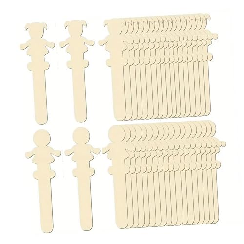 40 Stück unlackierte Holz-Bastelstäbe, blanko, Cartoon-Design, DIY-Malscheiben für Kinder und Erwachsene 40 Stück unlackierte Holz-Bastelstäbe, blanko, Cartoon-Design, DIY-Malscheiben für Kinder und Erwachsene von Jojomis