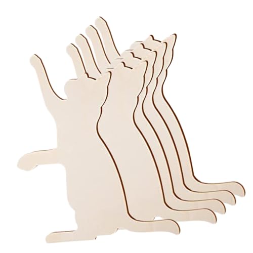 5 Stück Holz-Katzen-Ausschnitte, Ornamente, handgefertigt, blanko, Holzscheiben für Bastelarbeiten, Kunstprojekte, Party-Dekoration 5 Stück Holz-Katzen-Ausschnitte, Ornamente, handgefertigt, blanko, Holzscheiben für Bastelarbeiten, Kunstprojekte, Party-Dekoration von Jojomis