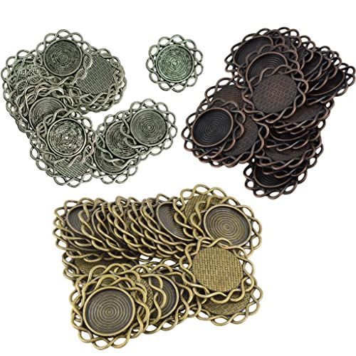 60 Stück hohle filigrane Blumenblenden für Schmuckherstellung – 20 mm runde Legierung DIY Anhänger, Verbinder, Bastelzubehör von Jojomis