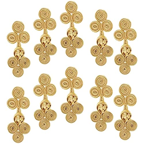 Jojomis Chinesische Froschknoten-Verschlussknöpfe für Heimwerker, Nähen, Freizeitmäntel, Cheongsam-Kleidung, Gold, 10 Sets Jojomis Chinesische Froschknoten-Verschlussknöpfe für Heimwerker, Nähen, Freizeitmäntel, Cheongsam-Kleidung, Gold, 10 Sets von Jojomis