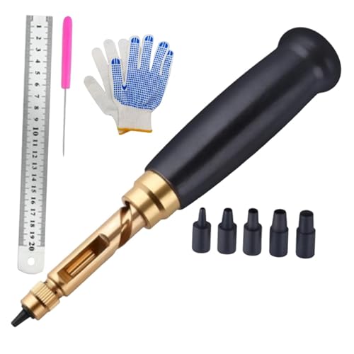 Lederlocher-Werkzeugset mit 6 austauschbaren Spitzen (1,5-4 mm), Stahllineal und Zubehör für professionelles Drucken, Schneiden von Gummi, Lederarbeiten von Jojomis