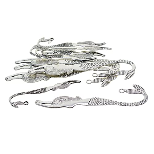 Meerjungfrau-Lesezeichen mit Loch, Zinklegierung, Lesezubehör für Schmuckherstellung und Buchliebhaber, 11,9 cm, 10 Stück von Jojomis