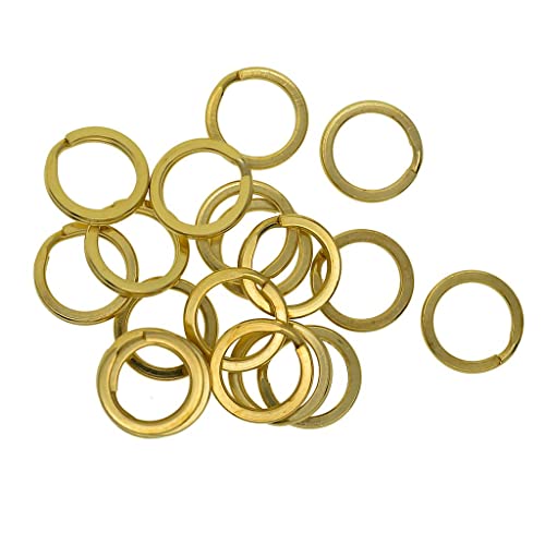 Schlüsselringe aus massivem Messing, flach, geteilt, 15 mm, für Schlüssel, Charms, Verschlüsse, DIY, Handwerk, Zuhause, Auto, Büro, Schlüsselanhänger, Befestigung, 20 Stück von Jojomis
