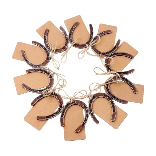 jojomis 10 x Hufeisen Hochzeitsgeschenke mit Kraftanhänger, Zinklegierung, Retro-Design für rustikale Party-Dekorationen, 6 x 7 cm von Jojomis