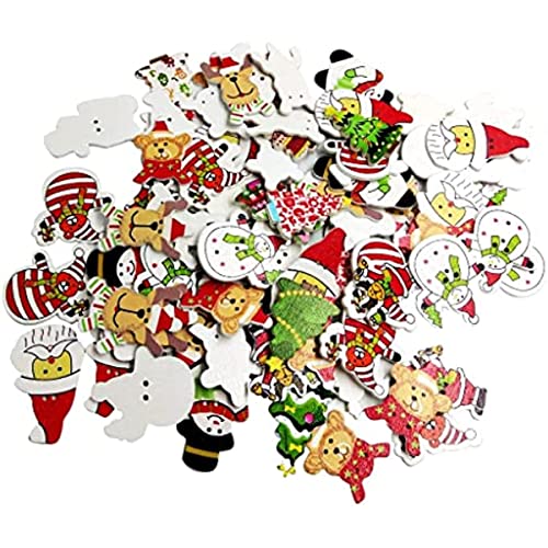 jojomis 100 Stück gemischter Weihnachtsbaum, Elch, Schneemann, Weihnachtsmann, 2-Loch-Holzknopf-Dekorationsprozess, DIY-Display-Karten-Handwerk jojomis 100 Stück gemischter Weihnachtsbaum, Elch, Schneemann, Weihnachtsmann, 2-Loch-Holzknopf-Dekorationsprozess, DIY-Display-Karten-Handwerk von Jojomis