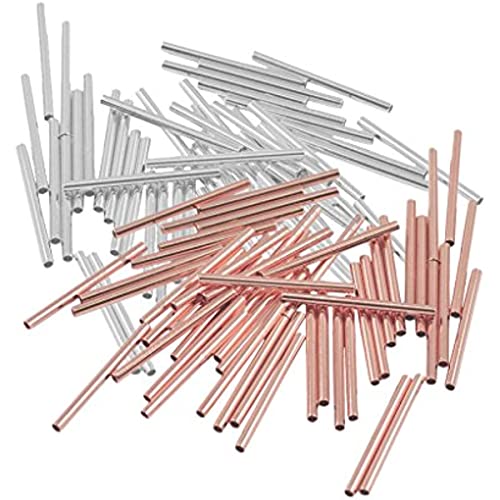 jojomis Abstandshalter aus Metall, lange Röhren, 1,3 mm Loch, DIY-Schmuckherstellung, 20 x 1,5 mm, Roségold und Silberweiß jojomis Abstandshalter aus Metall, lange Röhren, 1,3 mm Loch, DIY-Schmuckherstellung, 20 x 1,5 mm, Roségold und Silberweiß von Jojomis