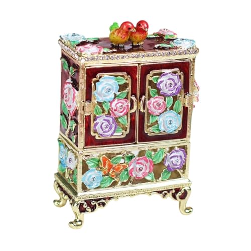 jojomis Emaillierte Schmuckschatulle im Vintage-Stil, tragbare Schmuck-Aufbewahrungsbox für Ringe, Ohrringe, Schrankförmige Schatztruhe, dekorativer Andenken-Organizer, Legierung mit Strasssteinen jojomis Emaillierte Schmuckschatulle im Vintage-Stil, tragbare Schmuck-Aufbewahrungsbox für Ringe, Ohrringe, Schrankförmige Schatztruhe, dekorativer Andenken-Organizer, Legierung mit Strasssteinen von Jojomis
