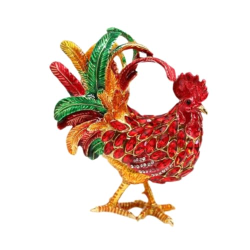 jojomis Emaillierte Schmuckschatulle mit Huhn-Figur, elegante Schmuckschatulle aus Legierung für Kommode, dekorative Schatztruhe für Heimdekoration jojomis Emaillierte Schmuckschatulle mit Huhn-Figur, elegante Schmuckschatulle aus Legierung für Kommode, dekorative Schatztruhe für Heimdekoration von Jojomis