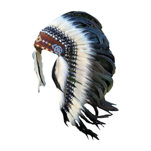 jojomis Gefiederter Häuptlingshut für Herren und Damen, Kopfschmuck mit verstellbarer Passform für Bühnenauftritte, Fotografie, 80 x 45 cm jojomis Gefiederter Häuptlingshut für Herren und Damen, Kopfschmuck mit verstellbarer Passform für Bühnenauftritte, Fotografie, 80 x 45 cm von Jojomis