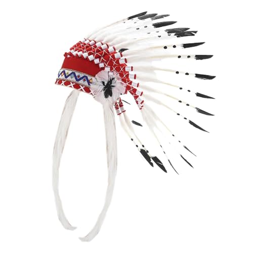 jojomis Indischer Feder-Kopfschmuck für Maskerade, Tanz, Party, kultureller Kopfschmuck, 40 cm jojomis Indischer Feder-Kopfschmuck für Maskerade, Tanz, Party, kultureller Kopfschmuck, 40 cm von Jojomis