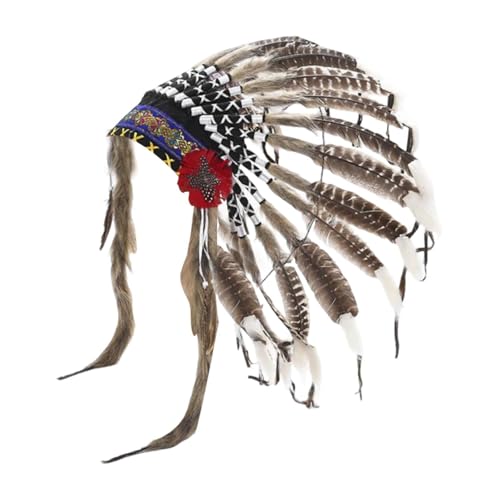 jojomis Indischer Kopfschmuck, Foto-Requisite, Kopfschmuck für Karneval, Rollenspiel, Kostüm, Party-Zubehör, mit verstellbarem Band, Braun von Jojomis