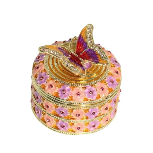 jojomis Schmuckkästchen mit Schmetterling, rund, Legierung, Kommode, Organizer für Anhänger, Ringe, Charms, Halsketten, Ohrringe jojomis Schmuckkästchen mit Schmetterling, rund, Legierung, Kommode, Organizer für Anhänger, Ringe, Charms, Halsketten, Ohrringe von Jojomis